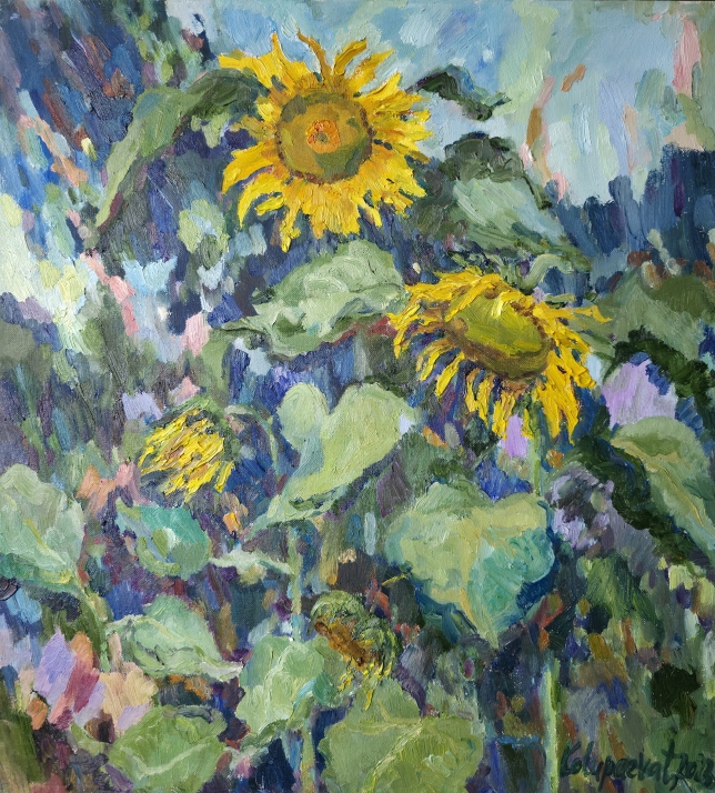Painting for sale online - Sunflowers in the garden