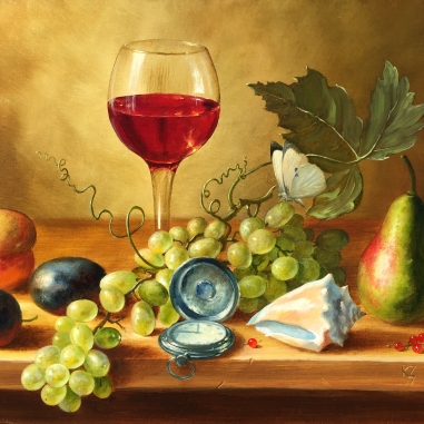 Painting for sale online - Wine, fruit and time