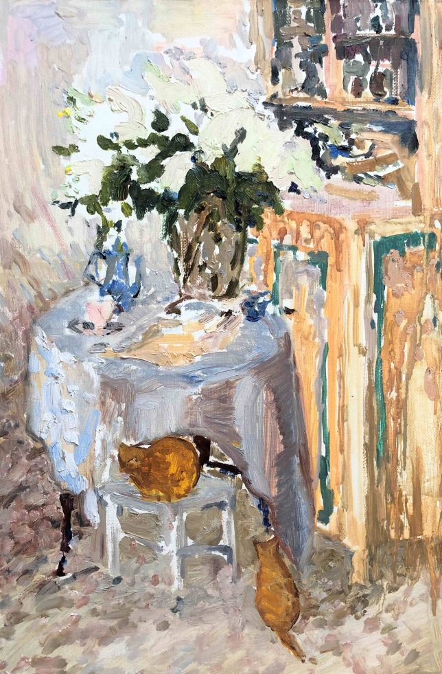 Painting for sale online - Still life with white lilacs