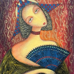 Painting for sale online - Lady with a fan