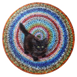 Painting for sale online - Blackie on the rug