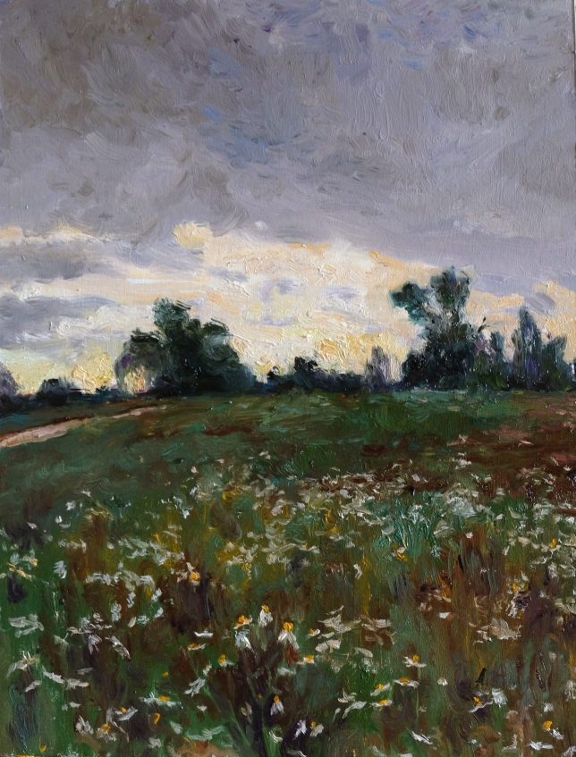 Painting for sale online - Study with a Field of Chamomiles