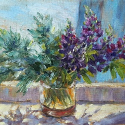Painting for sale online - Study with lupines and wormwood
