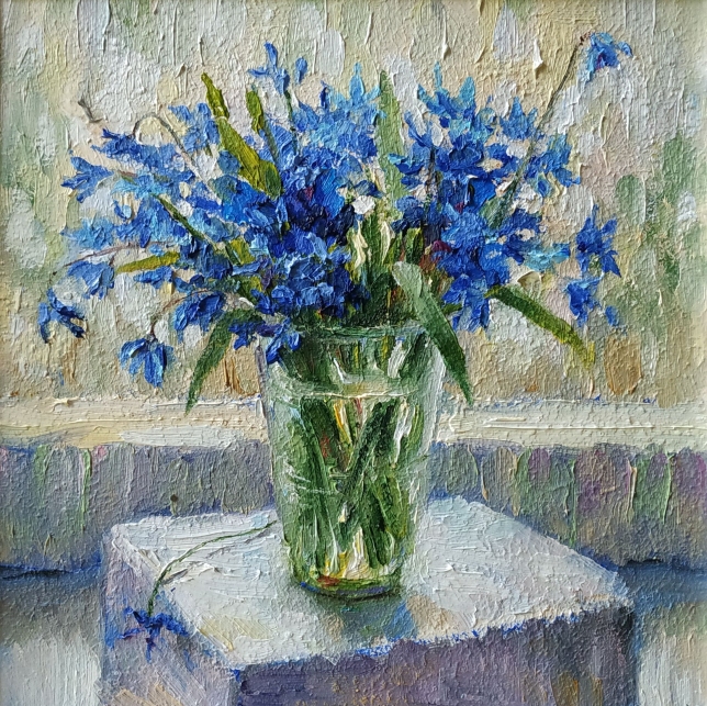 Painting for sale online - Snowdrops in a glass