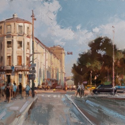 Painting for sale online - House with pharmacy Lubyansky passage.