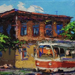Painting for sale online - Starogorod tram