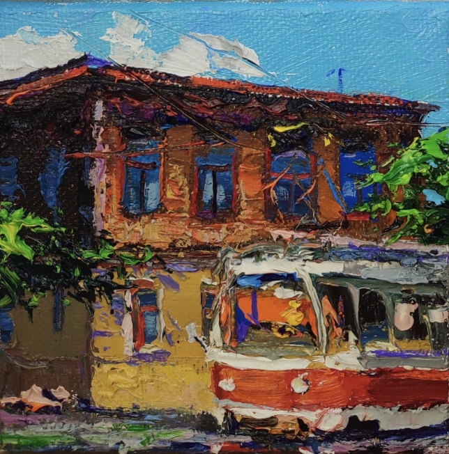 Painting for sale online - Starogorod tram