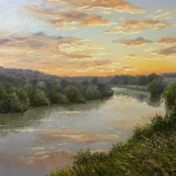 Painting for sale online - Sunset over the river