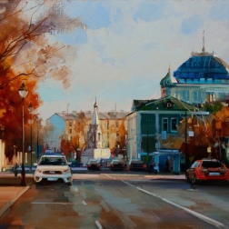 Painting for sale online - When autumn comes on Bolshaya Nikitskaya Moscow.