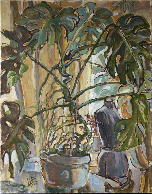 Painting for sale online - Monstera and mannequin