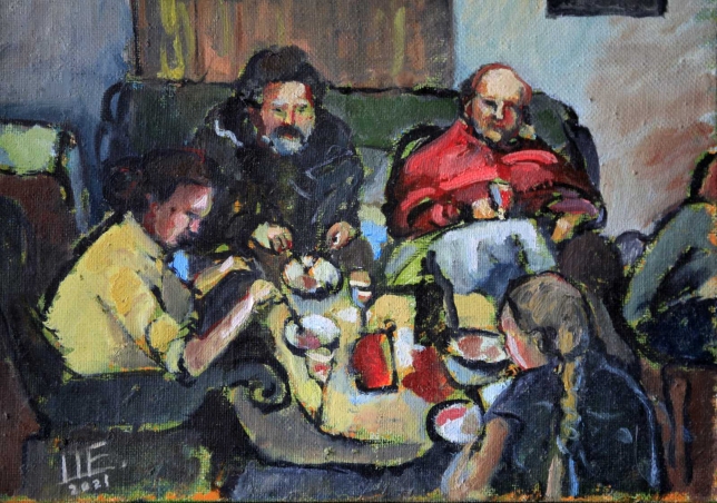 Painting for sale online - Dinner at a small table
