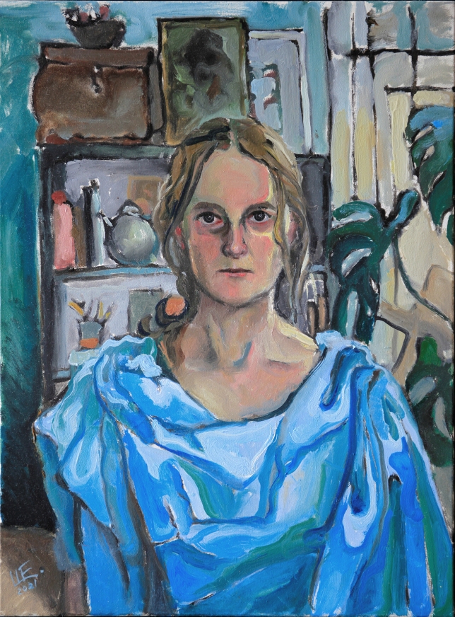 Painting for sale online - Blue satin