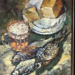 Painting for sale online - Beer and fish