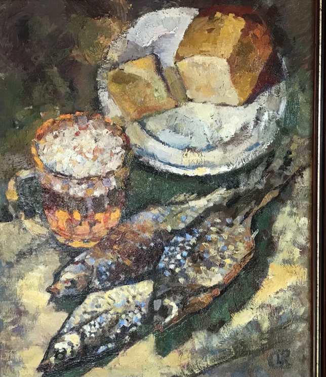 Painting for sale online - Beer and fish