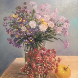 Painting for sale online - Still life with chrysanthemums and asters