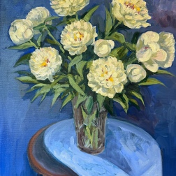 Painting for sale online - White peonies