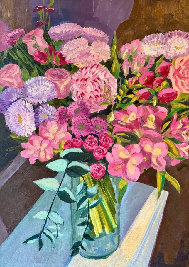 Painting for sale online - Pink bouquet