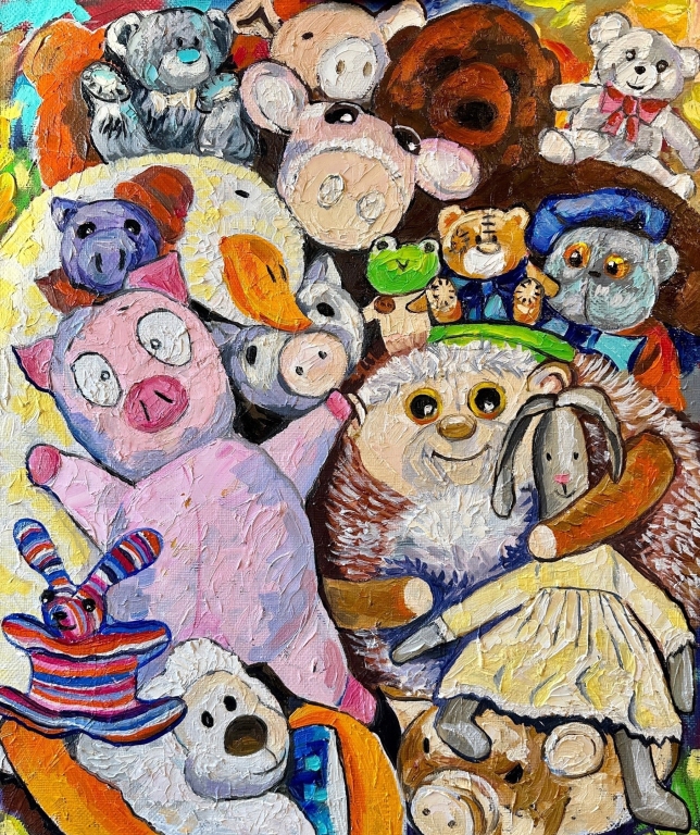 Painting for sale online - Tired toys are sleeping