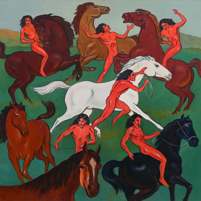 Painting for sale online - Mustang hunting