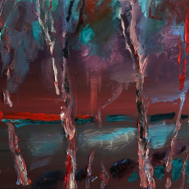 Painting for sale online - Birches at night