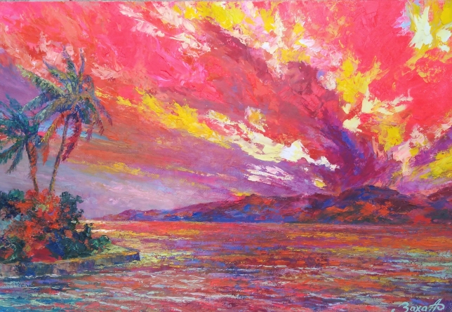 Painting for sale online - Burning sunset