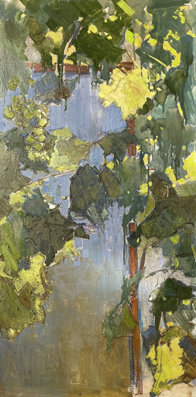 Painting for sale online - The sun is spotted through the grape leaves