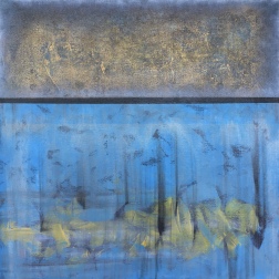 Painting for sale online - Deep, blue abstract and black line