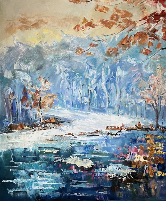 Painting for sale online - Spring landscape in the impressionist style