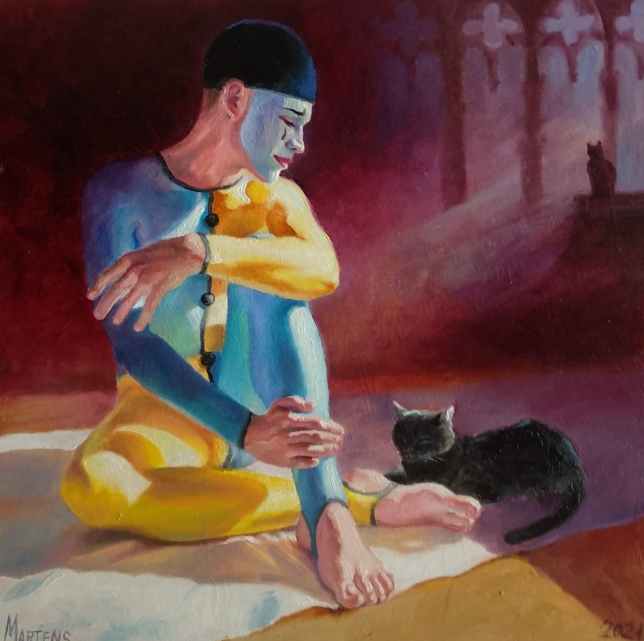 Painting for sale online - Pierrot and the Black Cat