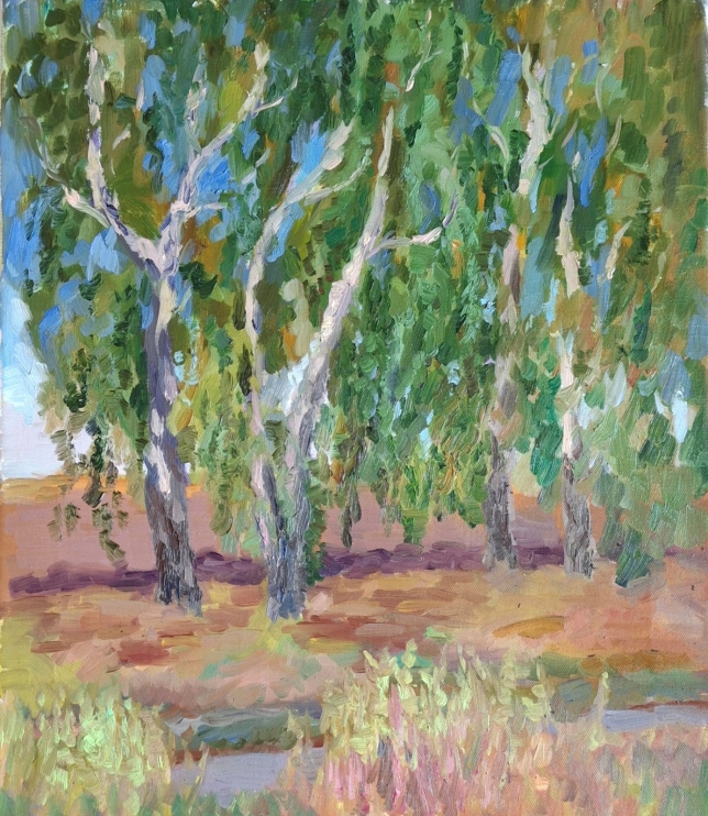 Painting for sale online - Birch trees
