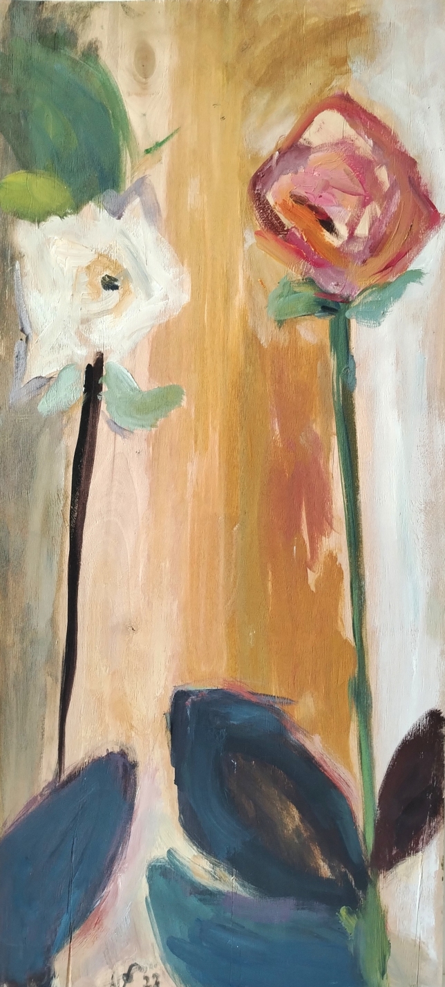 Painting for sale online - Red and white roses