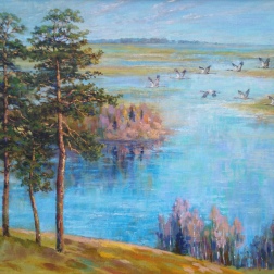 Painting for sale online - Cranes are returning