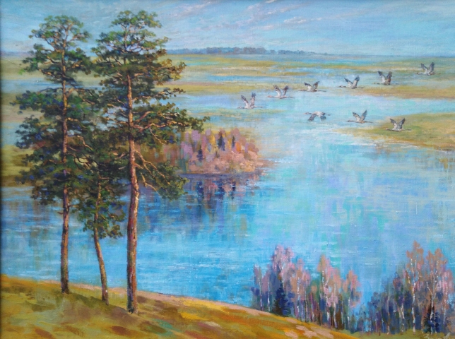 Painting for sale online - Cranes are returning