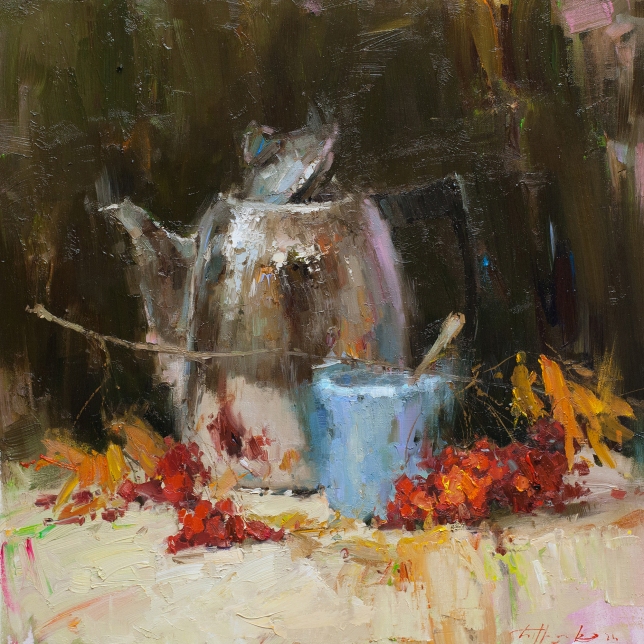 Painting for sale online - Rowan and coffee pot still life