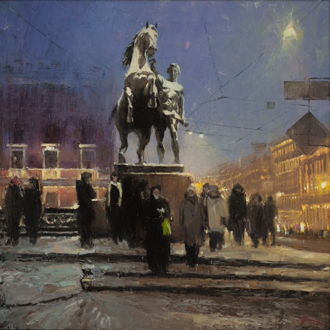 Painting for sale online - Snowy winter near the Anichkov bridge