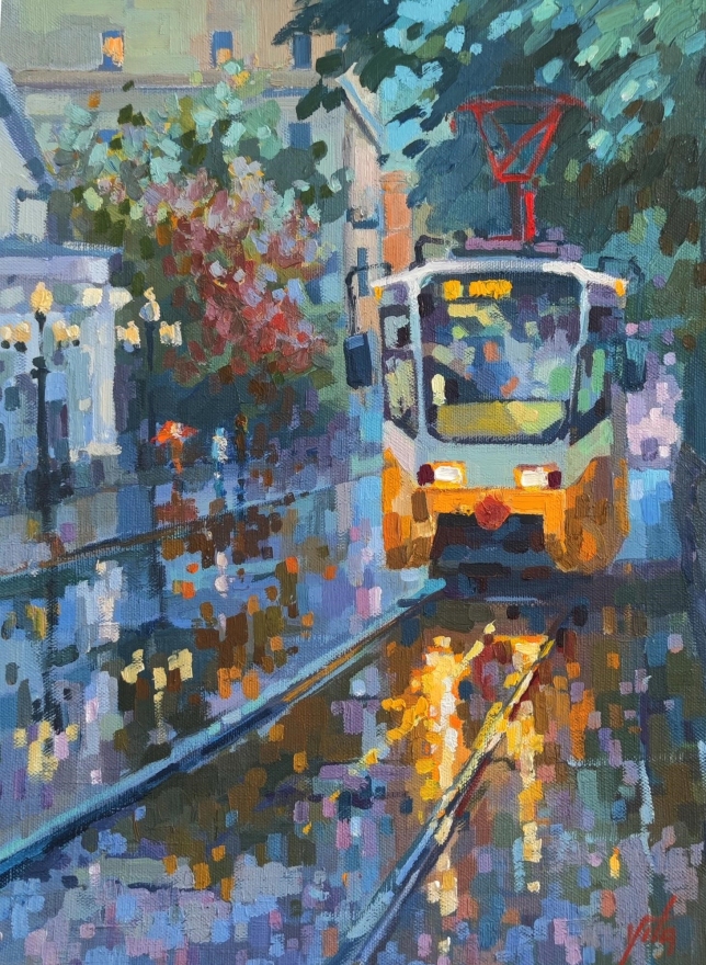 Painting for sale online - Yellow tram