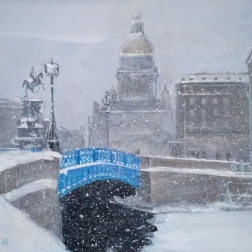 Painting for sale online - Snowfall on St Isaacs Square