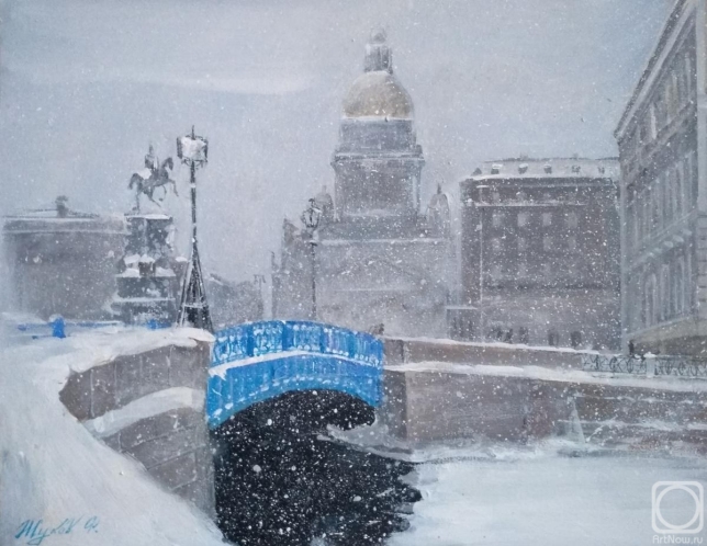 Painting for sale online - Snowfall on St Isaacs Square