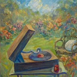 Painting for sale online - Making music in the garden