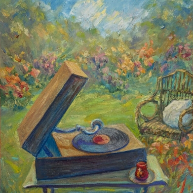 Painting for sale online - Making music in the garden