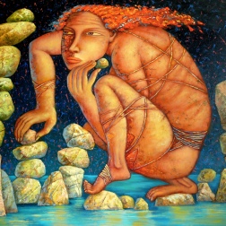 Painting for sale online - Time to gather stones