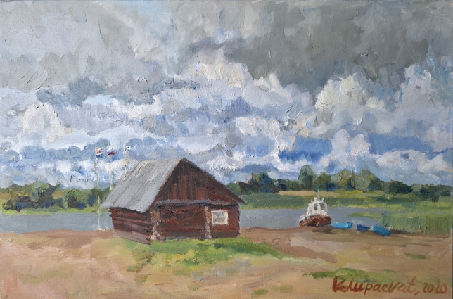 Painting for sale online - Bathhouse on Lake Seliger