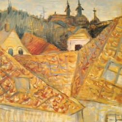 Painting for sale online - Prague roofs