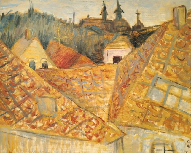 Painting for sale online - Prague roofs