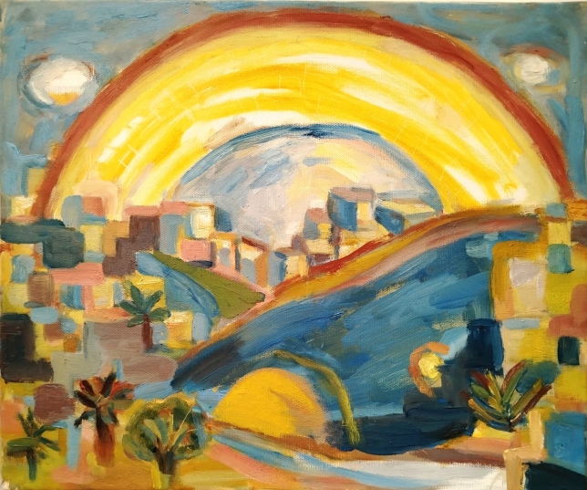 Painting for sale online - Rainbow over Palestine