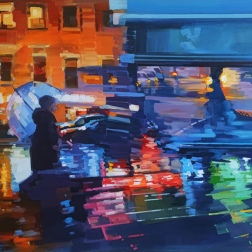 Painting for sale online - The city floats in a sea of ​​colored lights