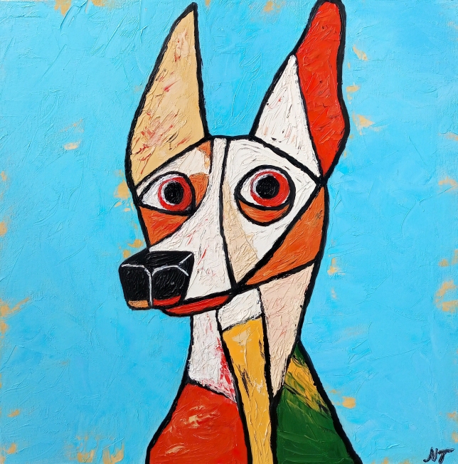 Painting for sale online - Cubist dog
