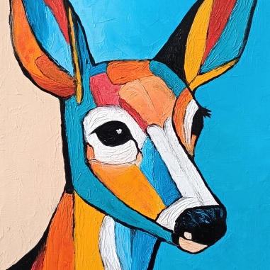 Painting for sale online - Colorful cubist deer