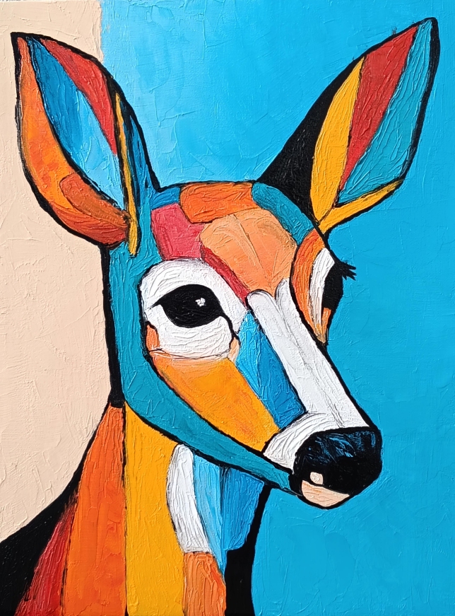 Painting for sale online - Colorful cubist deer