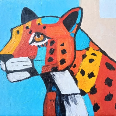 Painting for sale online - Colorful Cubist Leopard
